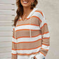 Striped Drawstring Hooded Sweater