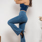 Zip Detail Flare Long Jeans