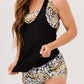 Printed Scoop Neck Three-Piece Swim Set