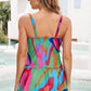 Ruched Ruffle Hem Swim Dress