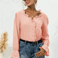 Frill Trim V-Neck Flounce Sleeve Shirt
