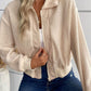 Zip-Up Sherpa Collared Neck Jacket with Pockets