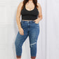 Judy Blue Gina Full Size Mid Rise Paisley Patch Cuff Boyfriend Jeans