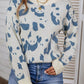 Animal Print Ribbed Trim Sweater