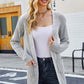 Open Front Dropped Shoulder Pocket Longline Cardigan