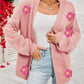 Flower Detail Open Front Cardigan