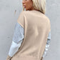 Color Block Ribbed Trim Round Neck Knit Pullover