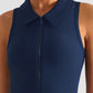 Zip Up Collared Cropped Sports Top