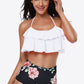 Two-Tone Ruffled Halter Neck Two-Piece Swimsuit