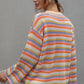 Multicolored Stripe Drop Shoulder Round Neck Sweater
