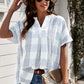 Notched Side Slit Cuffed Blouse