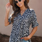 Printed V-Neck Cuffed Tunic Top