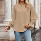 Round Neck Long Flounce Sleeve Blouse