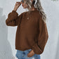 Openwork Chunky Knit Lantern Sleeve Sweater