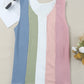 Multicolored Striped Waffle-Knit Sleeveless Tank