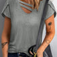 Strappy V-Neck Petal Sleeve Tee