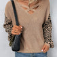 Leopard Lantern Sleeve Crisscross Sweater