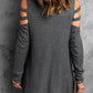 Cutout Waffle Knit Tunic Top