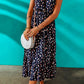 Polka Dot Belted Sleeveless Tiered Maxi Dress