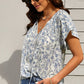 Floral Flutter Sleeve Tie-Neck Blouse