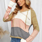 Full Size Color Block Knitted Hoodie