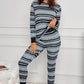 Printed Curved Hem Top and Pants Pajamas Set