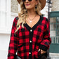 Plaid V-Neck Dropped Shoulder Cardigan