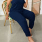 Plus Size One-Shoulder Short Sleeve Drawstring Waist Jumpsuit