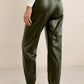 Elastic Waist PU Leather Joggers