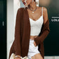 Cable-Knit Open Front Longline Cardigan with Pockets