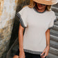 Contrast Round Neck Short Sleeve Knit Top