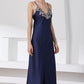 Full Size Lace Trim V-Neck Spaghetti Strap Satin Night Dress