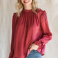 Frilled Neck Long Flounce Sleeve Blouse