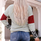 Leopard Color Block Drawstring Detail Sweatshirt