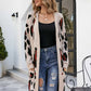 Animal Print Ribbed Trim Open Front Cardigan