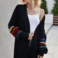 Multicolored Stripe Open Front Longline Cardigan