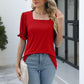 Square Neck Flounce Sleeve Top