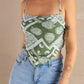 Mixed Print Tie Back Cami Top