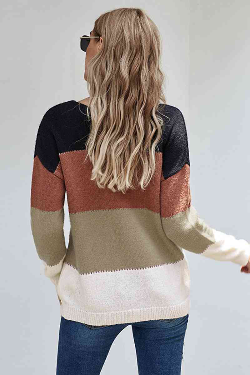 Colorblock Button Front Cardigan