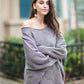 Openwork Boat Neck Sweater with Scalloped Hem