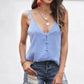 Buttoned Lace Trim Plunge Cami