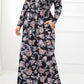 Plus Size Round Neck Long Sleeve Maxi Dress with Pockets
