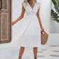 Decorative Button V-Neck Butterfly Sleeve Dress