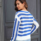 Striped Openwork Round Neck Sweater