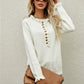 Half-Button Frill Trim Raglan Sleeve Sweater