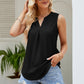 Notched Neck Curved Hem Eyelet Tank