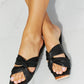 Qupid Ladies' Lunch Square Toe Crisscross Slide