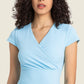 Gathered Detail Surplice Short Sleeve Sports Top