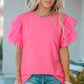 Layered Mesh Sleeve Round Neck Tee