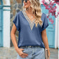 V-Neck Cuffed Blouse
